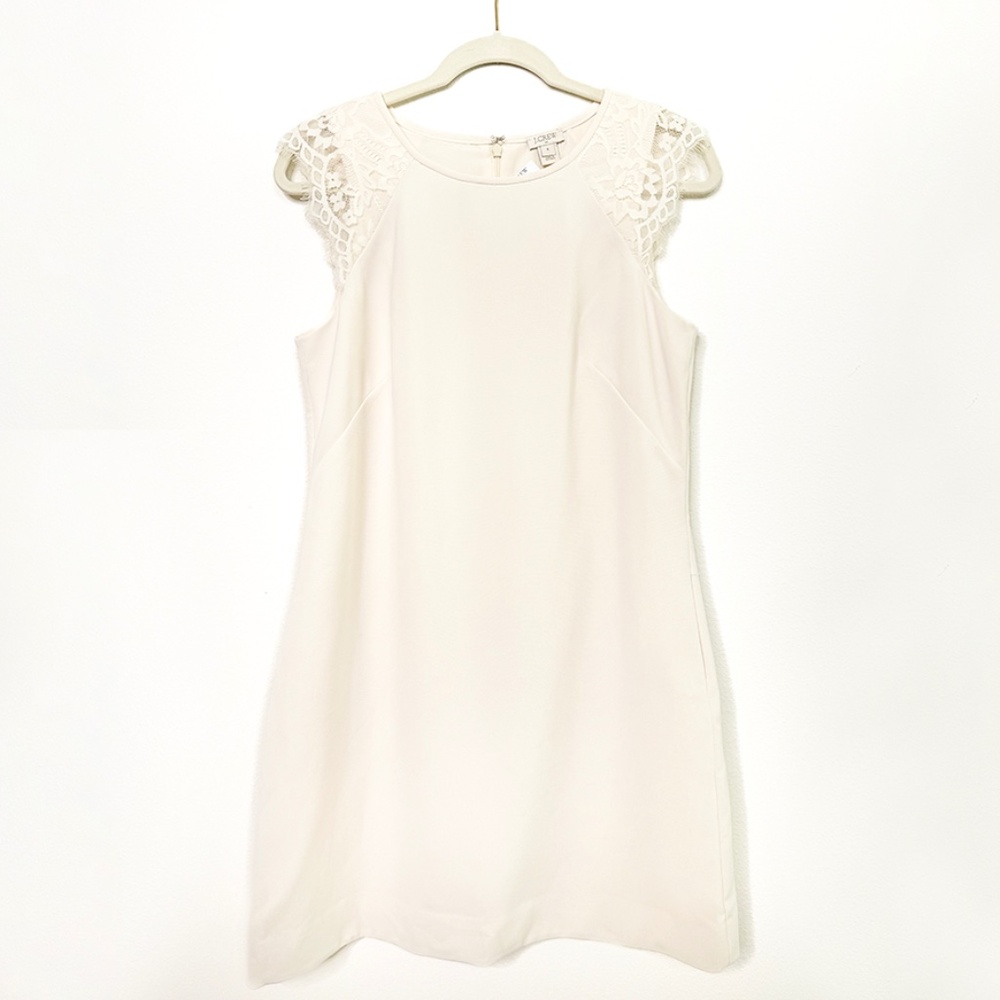 NWT J.Crew Lace Cap Sleeve Sheath Dress in Cream - 6